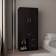 Alpine Armoire With Double Doors, Internal Shelves And Hanging Rod, Black