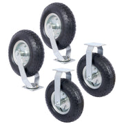 4PCS 12IN CASTER pneumatic tire(2PCS SWIVEL+2PCS RIGID), Caster Wheel, Steel Hub with Ball Bearings, 5/8-Inch Bore Centered Axle -black