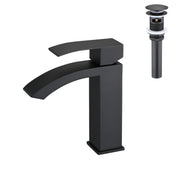 Waterfall Spout Bathroom Sink Single Handle Faucet with Pop-Up Drain (with Overflow)