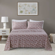 4 PCS Queen Sheet Set Rust Floral