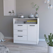 White Open Storage Shelf 3 Drawer Dresser