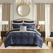 4 PCS Queen Comforter Set Navy