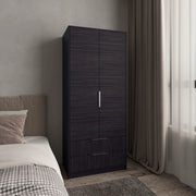 Wenden Armoire Double Doors, Two Drawes, Hanging Rod An Interior Shleves, Wardrobe, Black