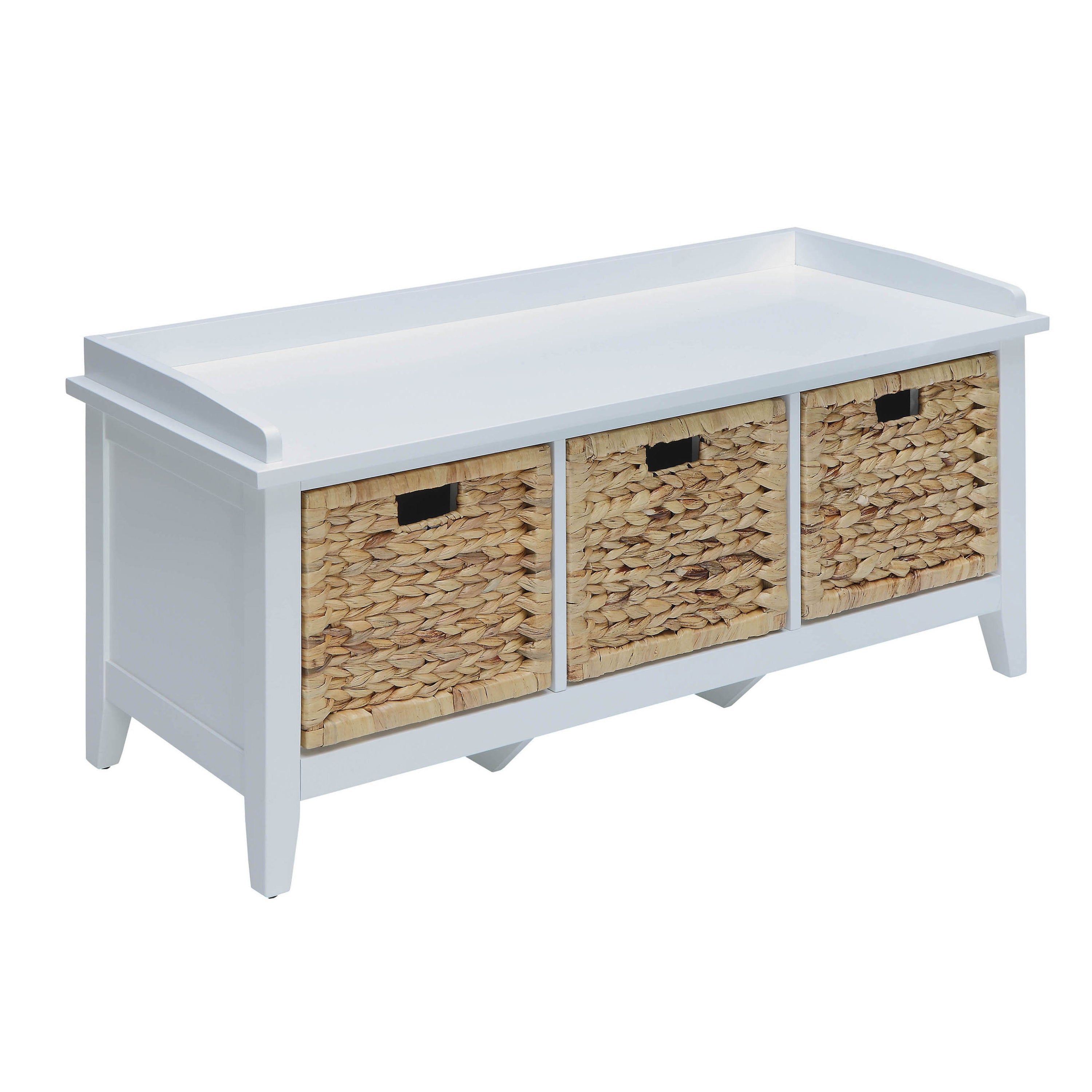 Beige and White Bench with 3-Drawer