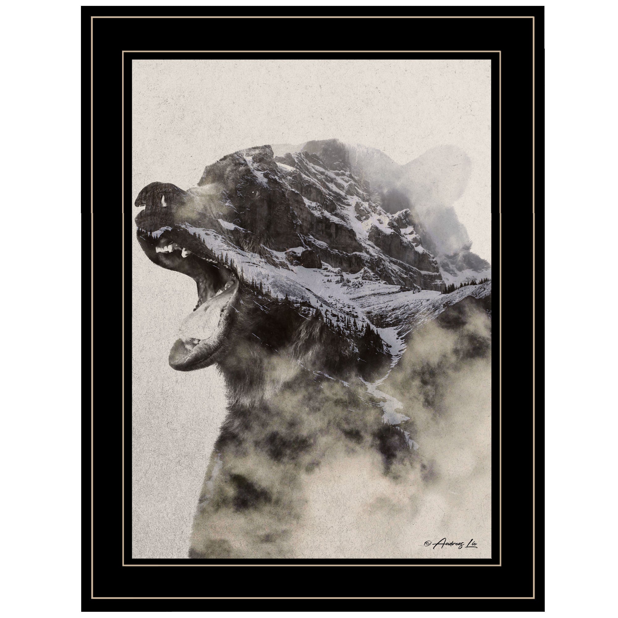 'Bear Fog' by Andreas Lie, Ready to Hang Framed Print, Black Frame