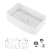 Fireclay 33' L X 20' W Farmhouse Arch Edge Apron Front Single Bowl Kitchen Sink