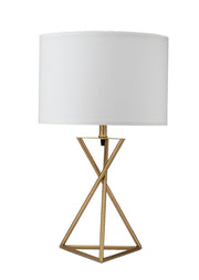 26.25' Tall 'Ester' Mid-Century Metal Table Lamp, Hourglass Design, Matte Gold