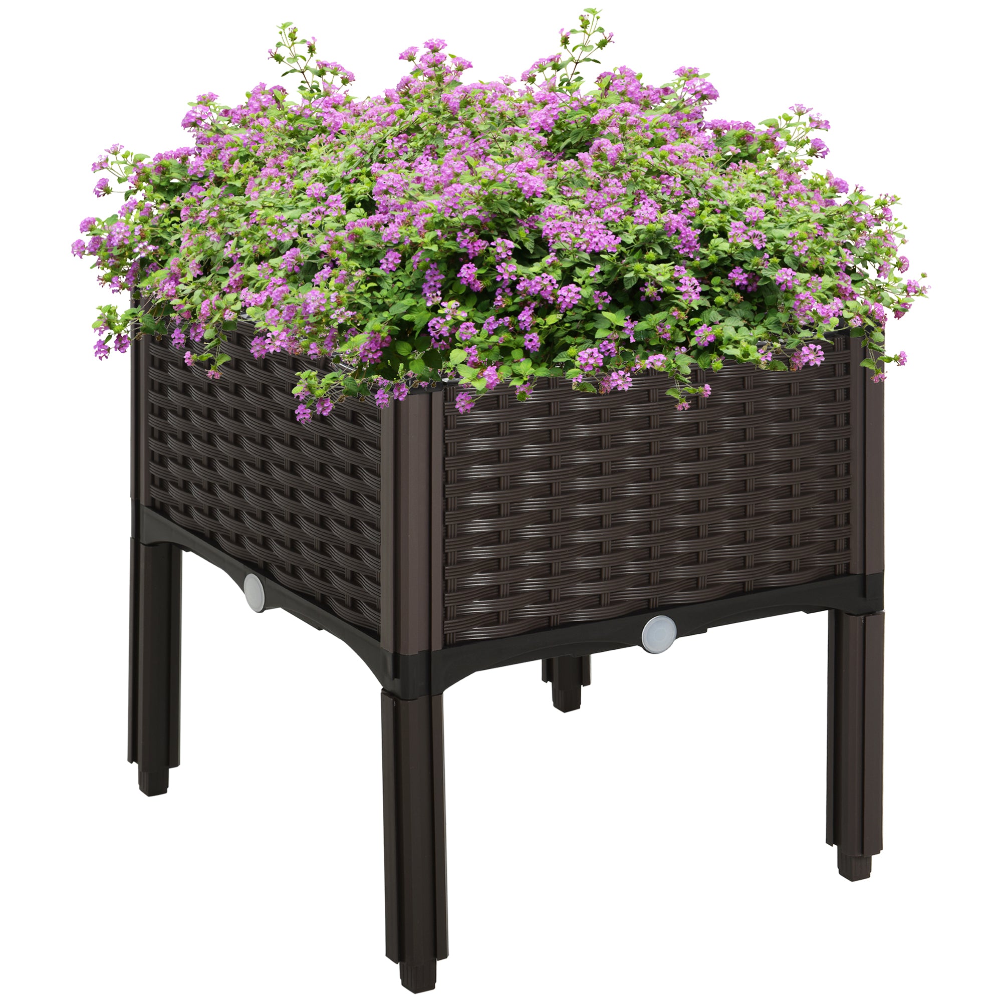 Outsunny Raised Garden Bed with Legs, Self-Watering Planter Box Raised Bed to Grow Flowers, Herbs & Vegetables, Brown