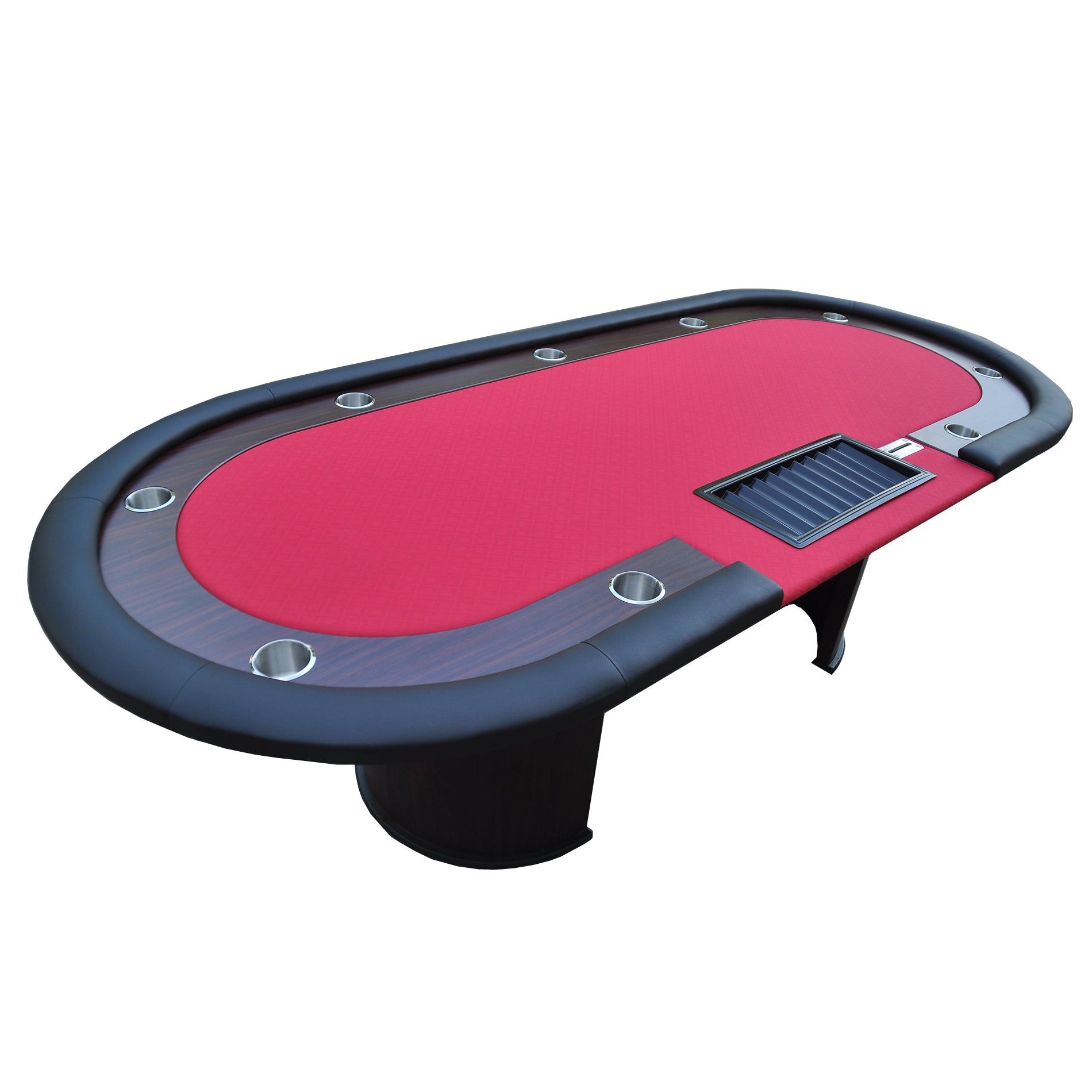 96' Poker Table Model 16367 Red with U Shape Legs, Drox Box, Chips Tray