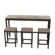 Modern Design Kitchen Dining Table Set with 3 Stools, Easy Assembly, Brown Gray, MDF and Metal
