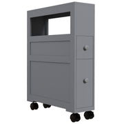 HOMCOM 6.25' x 20.5' x 28.25' Wood Rolling Narrow Bathroom Side Storage Cabinet - Gray