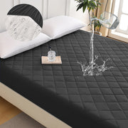 Diamond Grid Ultrasonic Waterproof Mattress Protector Black Size Q