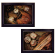 'Baseball Collection' 2-Piece Vignette By Robin-Lee Vieira, Printed Wall Art, Ready To Hang Framed Poster, Black Frame