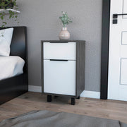 Smokey Oak and White 1-Drawer Nightstand