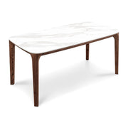 Modern Rectangular Walnut & Ceramic Dining Table / 5.9ft
