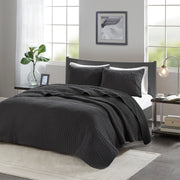 3 Piece Quilt Set Black King/Cal King