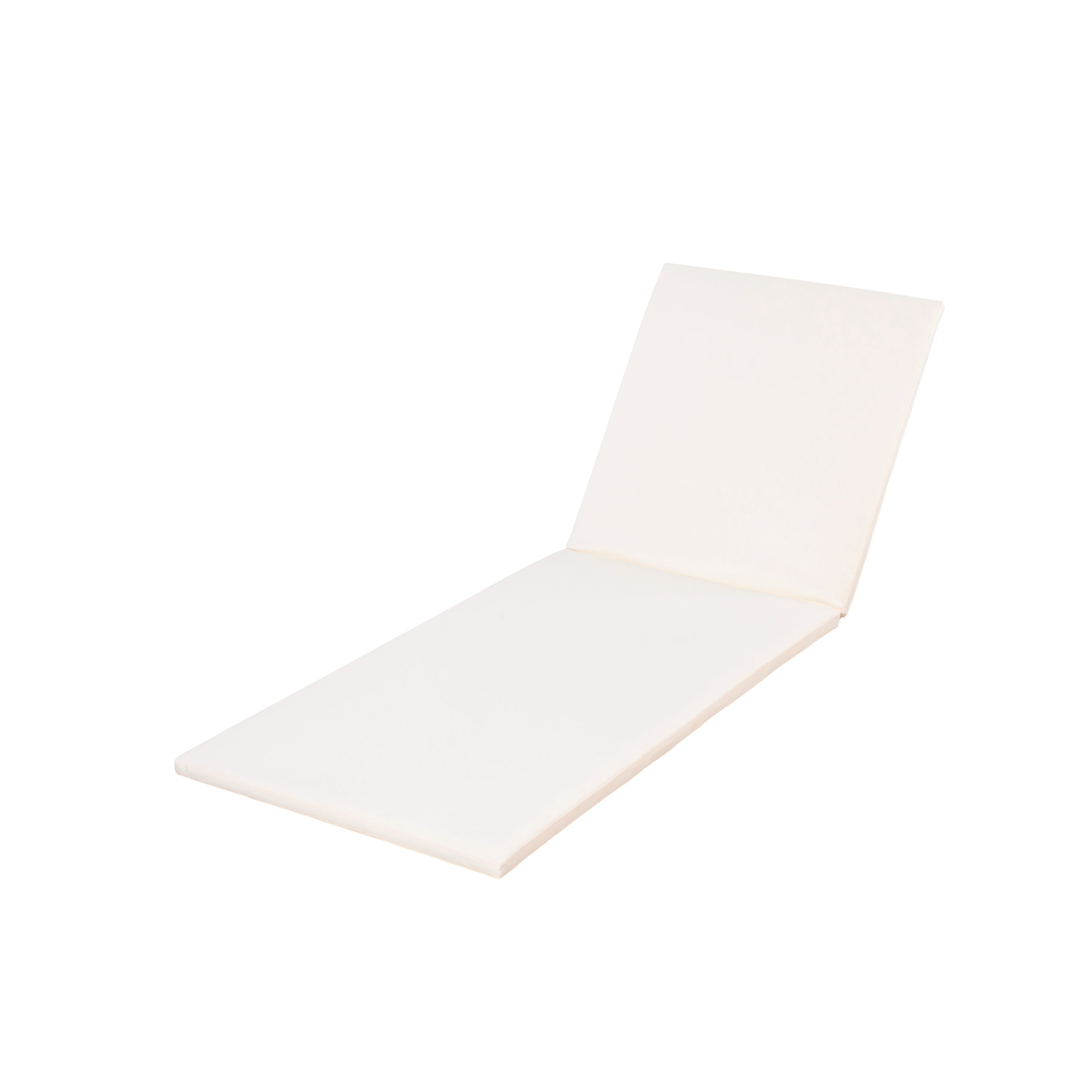2' THICK CHAISE LOUNGE CUSHION IN CREAM - WATERPROOF FOLDABLE 2-SECTION DESIGN  - FOR POOLSIDE, PATIO & GARDEN