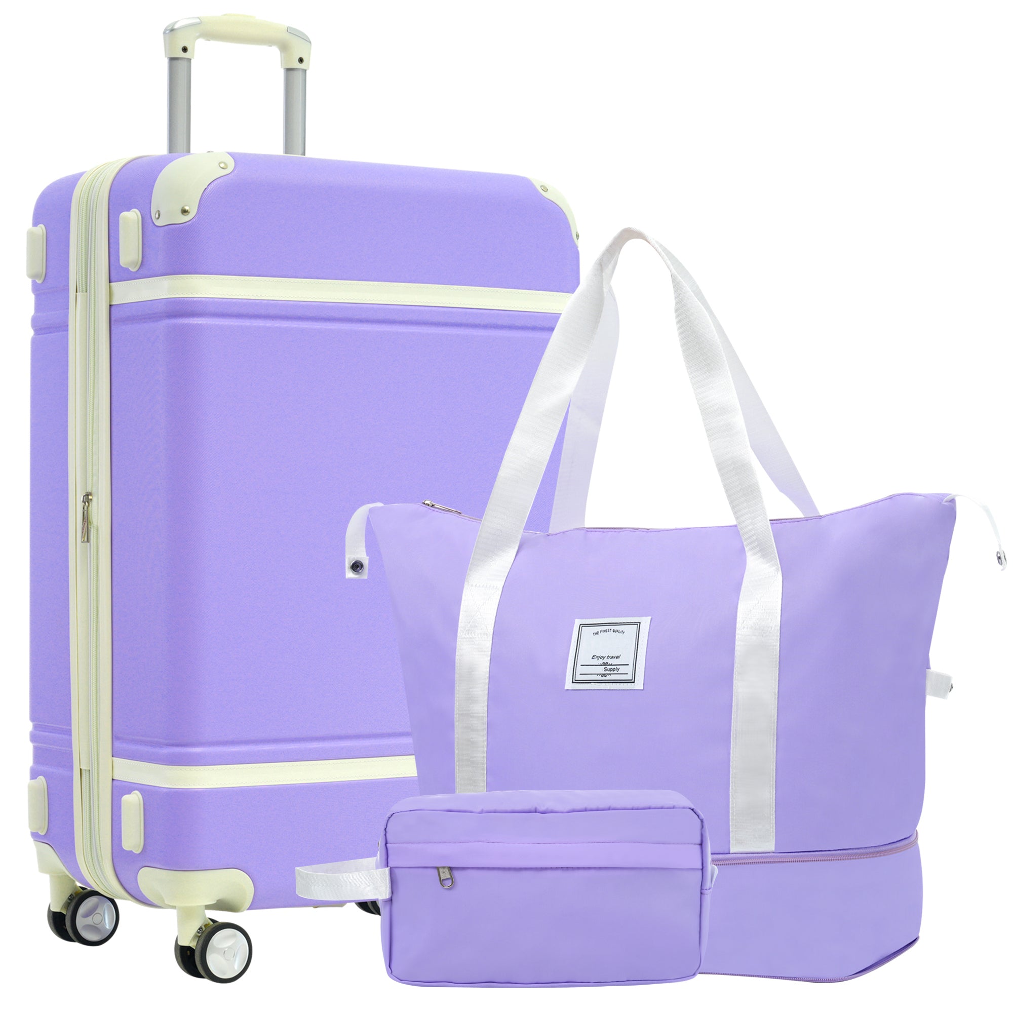 Hardshell Luggage Sets with Bags Lightweight Suitcase Double Spinner Wheels with TSA Lock ,Single Vintage Luggage 28 IN,Purple
