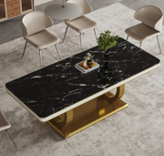 Black Marble Dining Table - Stainless Steel Legs, Light Luxury Home