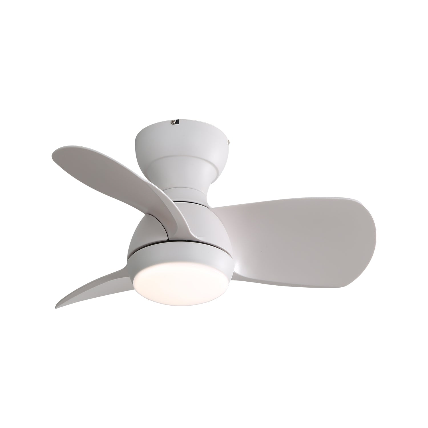 23 Inch White Indoor Ceiling Fan with 3 ABS Blades and Reversible DC Motor with 18W LED Light