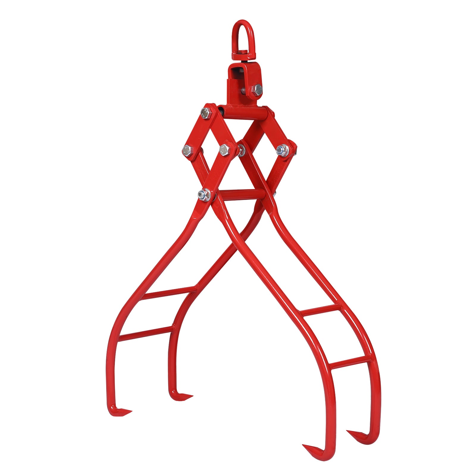 Heavy-Duty 4 Claw Timber Log Lifting Tongs Grabber with 36-Inch Opening, Red Carbon Steel