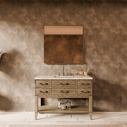 Grey Oak Single Bath Vanity 48 in. W x 22 in. D, Carrara Marble Top, and Faucet Set