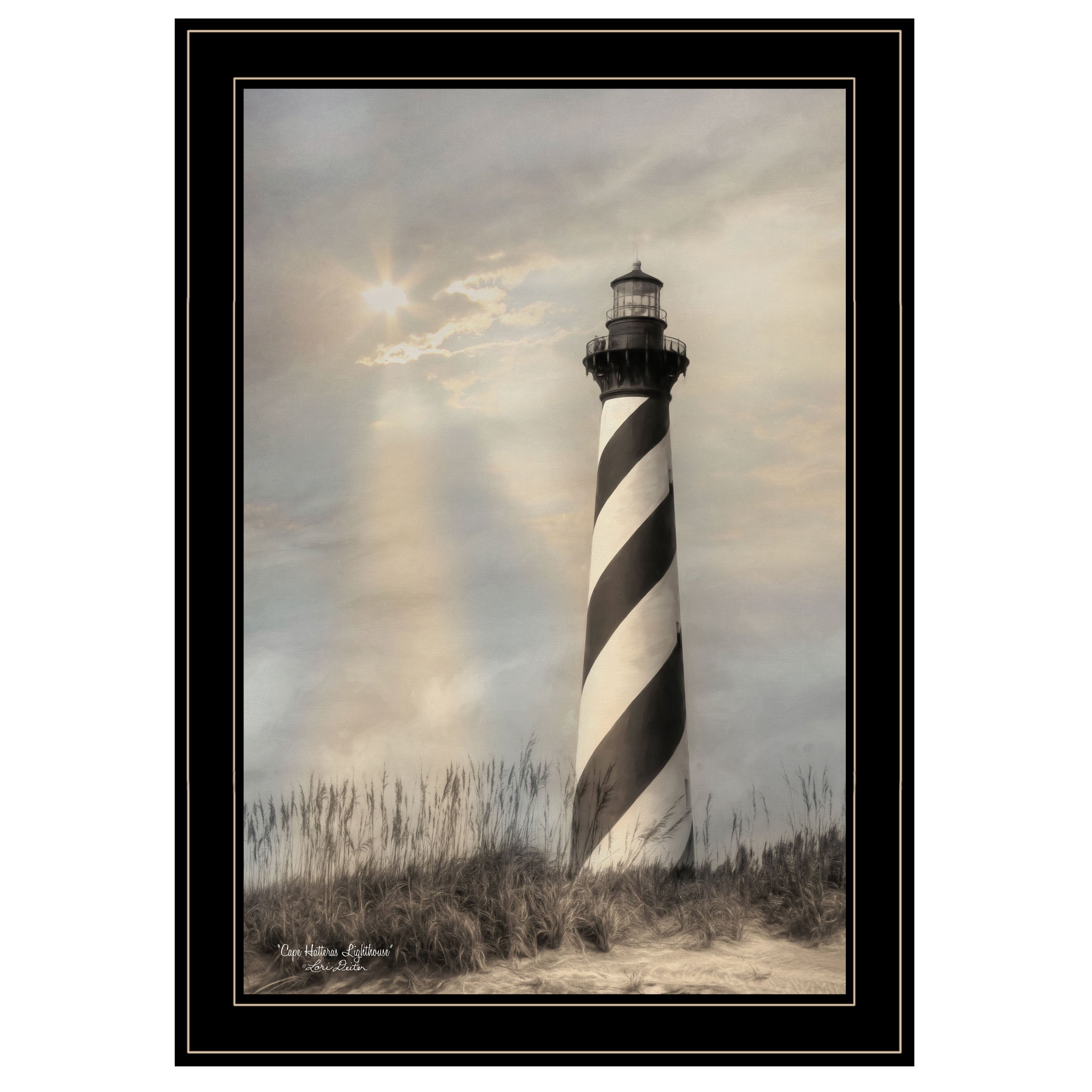 'Cape Hatteras Lighthouse' By Lori Deiter, Ready to Hang Framed Print, Black Frame