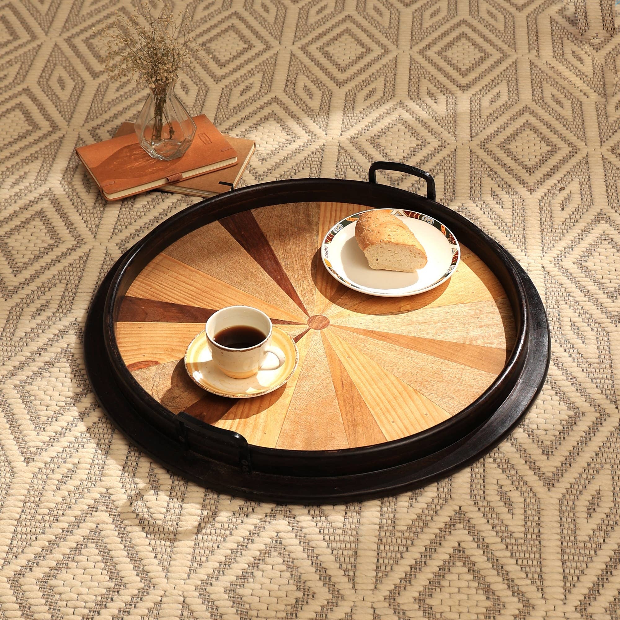 Handmade Wooden Round Tray/Décor & Serving Tray/Platter - 23.5'