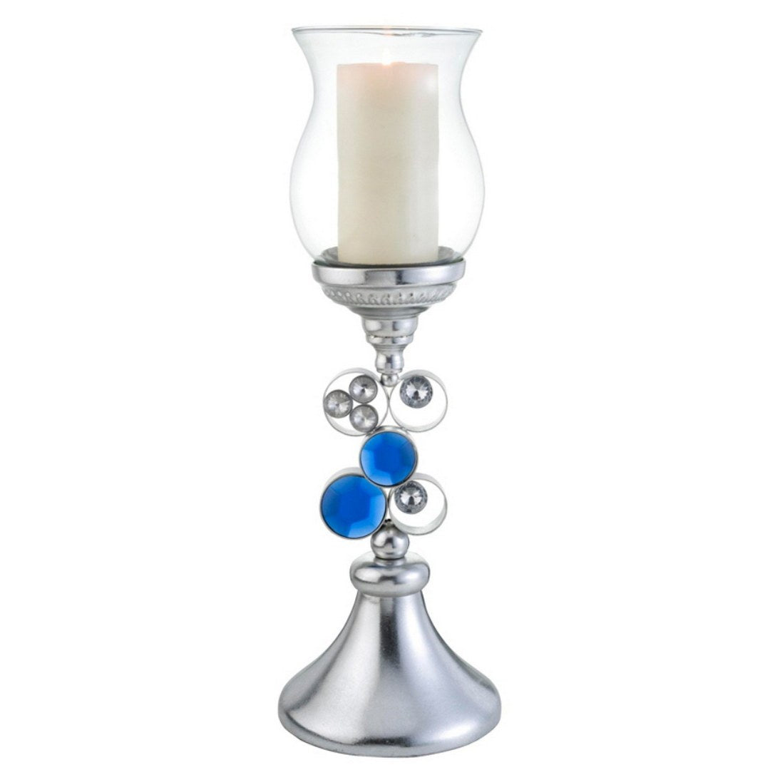 20.5' Tall Polyresin' Dazzle' Candleholder, Silver finish