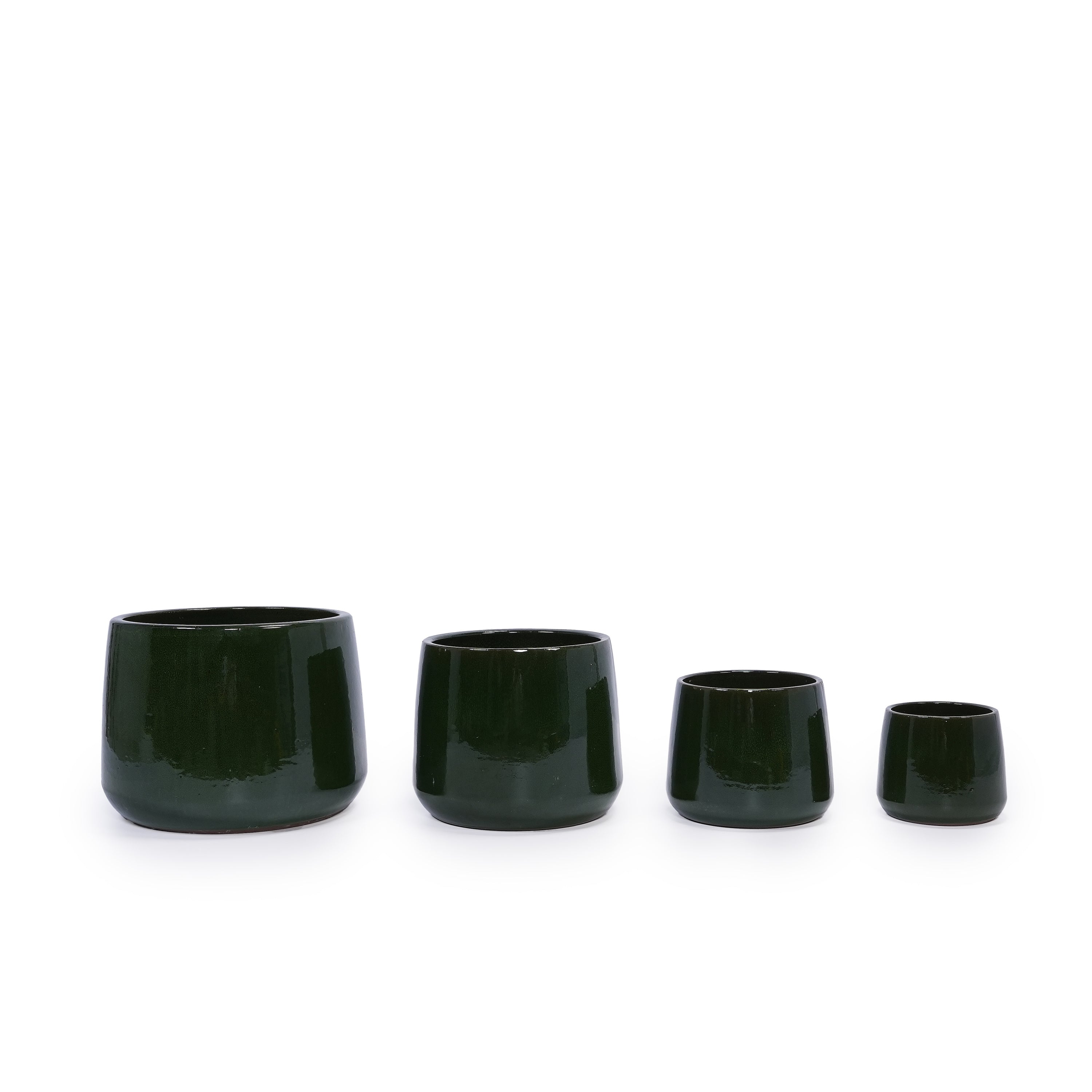 4 Pieces Ceramic Flowerpot, Modern Planter for Patio, Garden or Windowsills - Antique Green