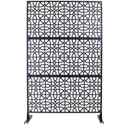 Outdoor & Indoor Privacy Screen Metal Privacy Screen 76' H×48' W Freestanding Decorative Privacy Screen Black Steel