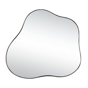 Modern Cloud-Shaped Metal Accent Wall Mirror in Black with Synthetic Wood and Mirror Elements