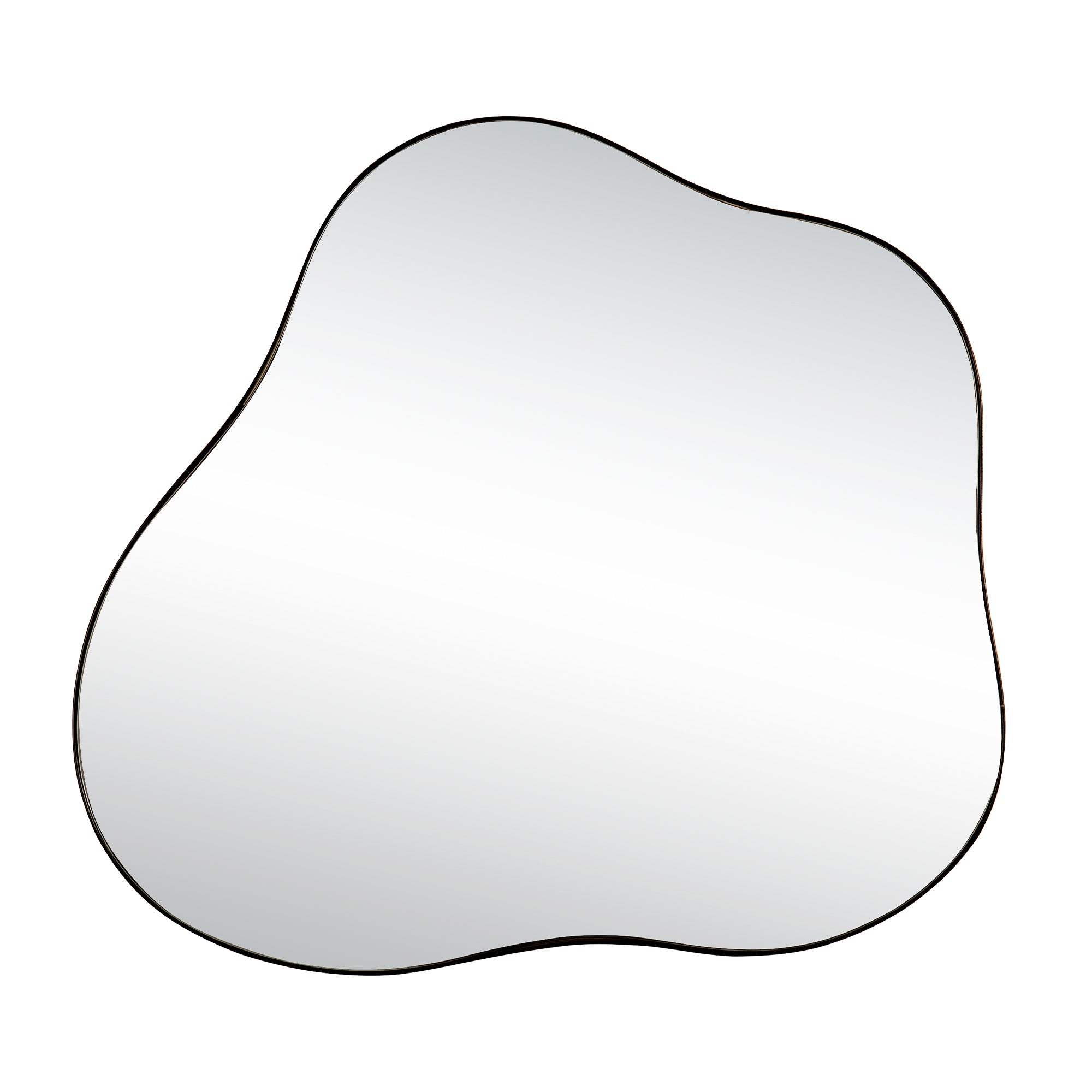 Modern Cloud-Shaped Metal Accent Wall Mirror in Black with Synthetic Wood and Mirror Elements