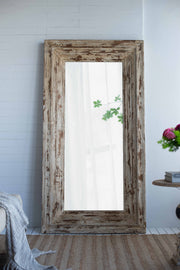 39x3.5x75' Full Length Rectangle Floor Mirror with Distressed Wood Frame