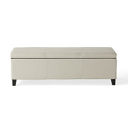 GLOUSTER Storage Ottoman V2 with PU Leather Upholstery in Ivory, 51.25 Inches Wide