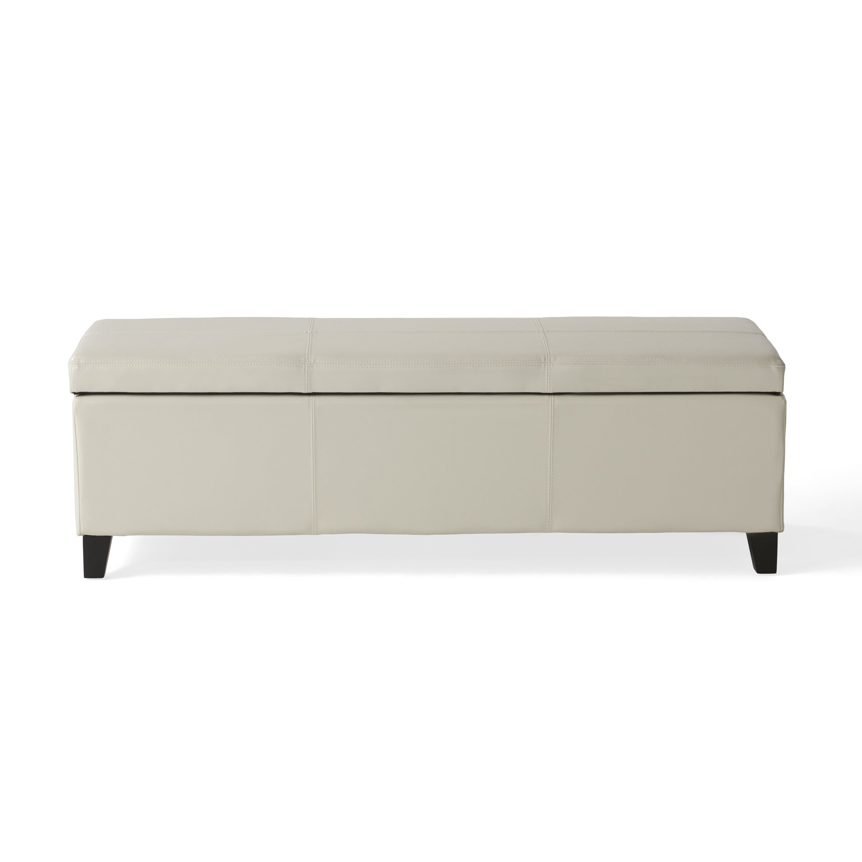 GLOUSTER Storage Ottoman V2 with PU Leather Upholstery in Ivory, 51.25 Inches Wide