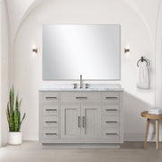 White Oak Single Bath Vanity 48 in. W x 22 in. D, Carrara Marble Top, and Faucet Set