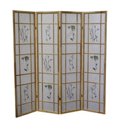 70' Tall 4-Panel Screen / Room Divider 'Shoji', Natural Wood