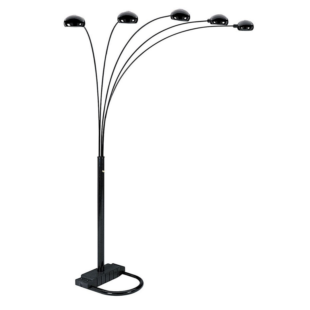 84' Tall Metal Floor Lamp with Black finish and 5 adjustable Arch Arms