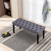 Heng Ming Upholstered Tufted Bench Ottoman , Velvet Dining Bench Bedroom Bench  Footrest Stool Accent Bench for Entryway Dining Room Living Room, Dark gray