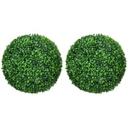 HOMCOM Set of 2 15.75 Inch Artificial Ball Boxwood Topiary Trees Balls, Indoor Outdoor Fake Plants for Home, Office & Living Room Decor