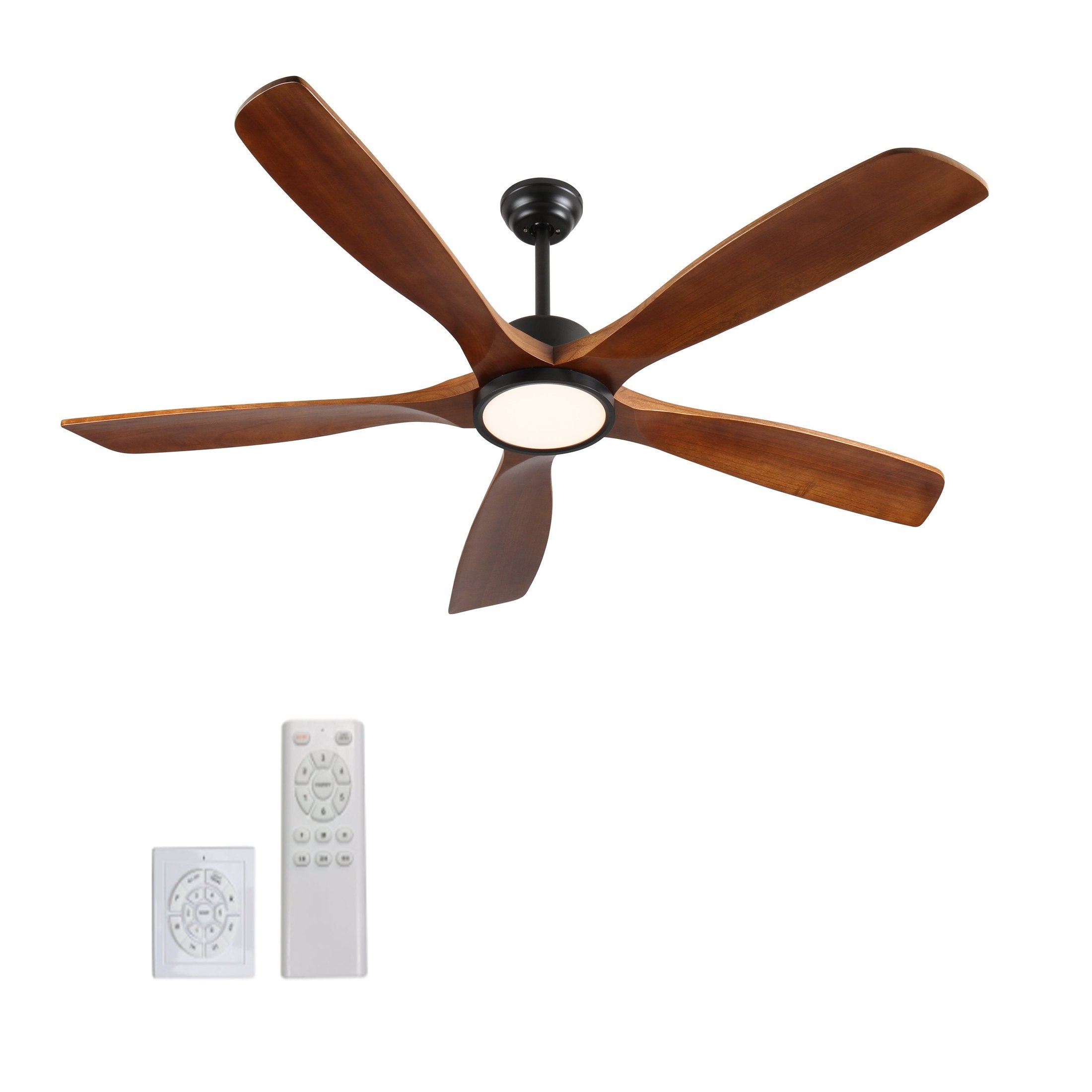 60 Inch wood Ceiling Fan with light, Low Profile Ceiling Fan with Remote Control,Noiseless Reversible DC Motor with Timer60