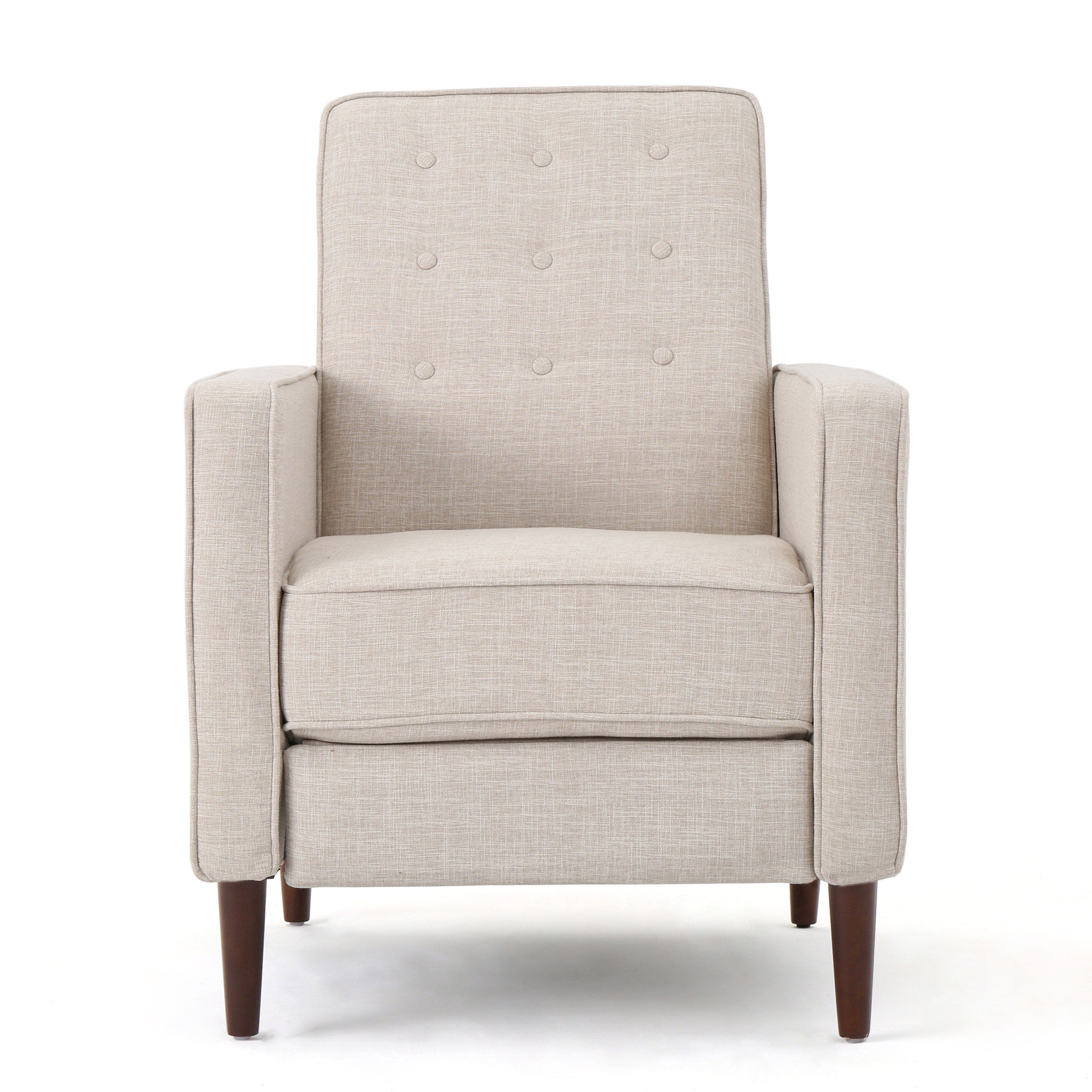 Macedonia Mid-Century Modern Button Tufted Fabric Recliner
