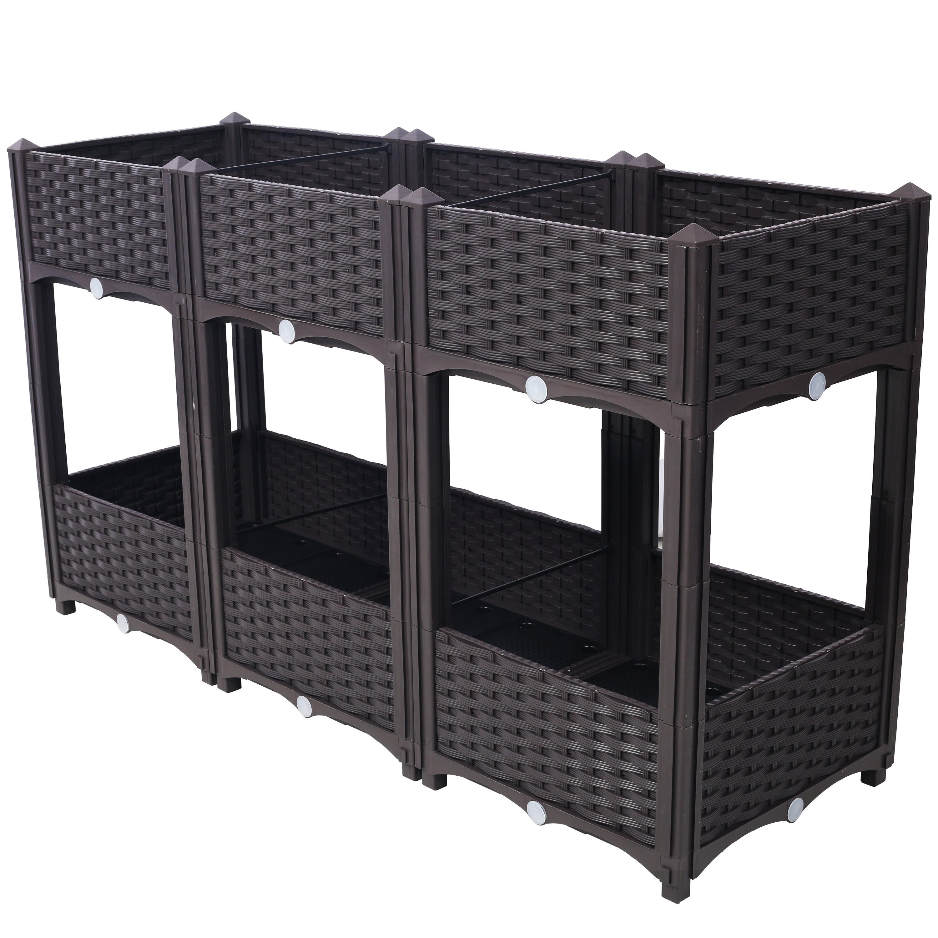 Planter Raised Beds - Elevated Planter Garden Box with Drainage Plug Raised Garden Beds for Vegetable/Flower/Herb Outdoor Standing Planter Beds Gardening Kit,Brown,47.2'x15.7'x27.7'