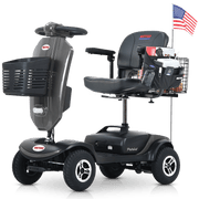 Outdoor compact mobility scooter with windshield ,300W Motor, Travel - Long Range Power Extended Battery with Cup holders & USB charger port, GREY
