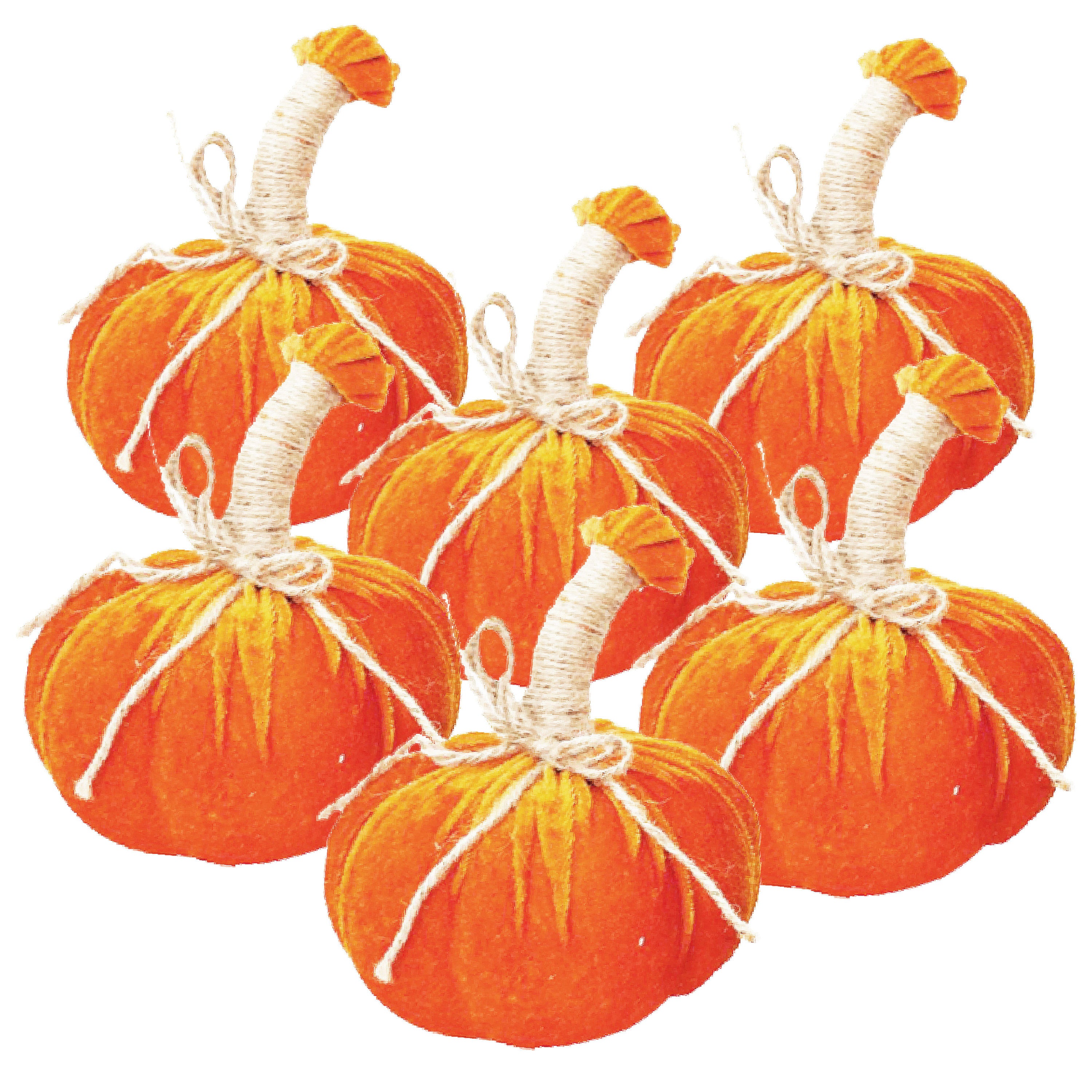 5x7' Md Pumpkin Ornament, Set of 6  for Holiday Harvest Festival Fall Festival & Thanksgiving