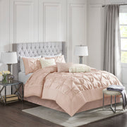 7 Piece Tufted Comforter Set Blush Queen