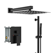 Matte Black Wall Mounted Shower System with Adjustable Slide Bar and Rough-in Valve