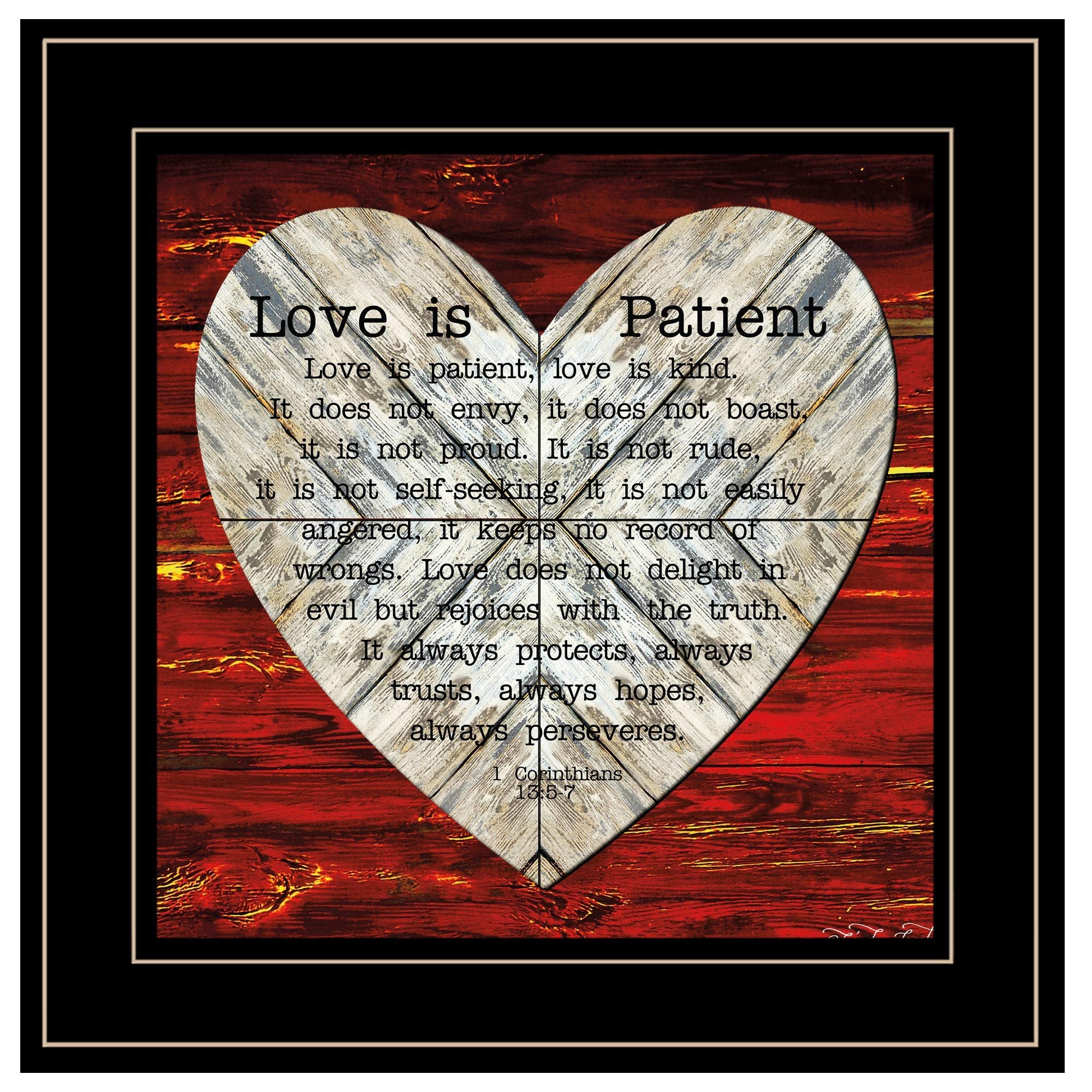 'Love is Patient' by Cindy Jacobs, Ready to Hang Framed Print, Black Frame