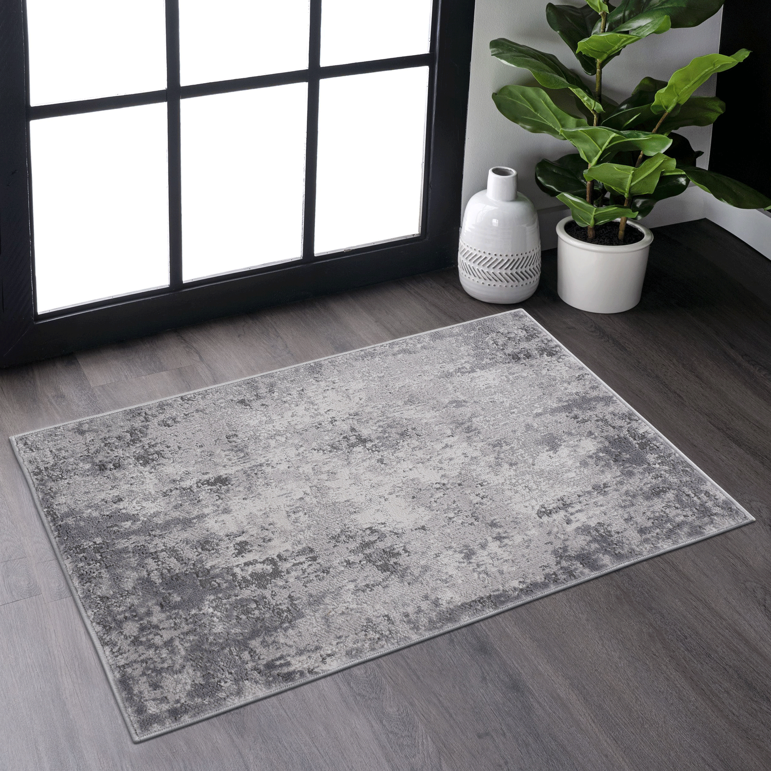 MARFI Collection 2X3 Light Grey / Abstract Doormat Rug